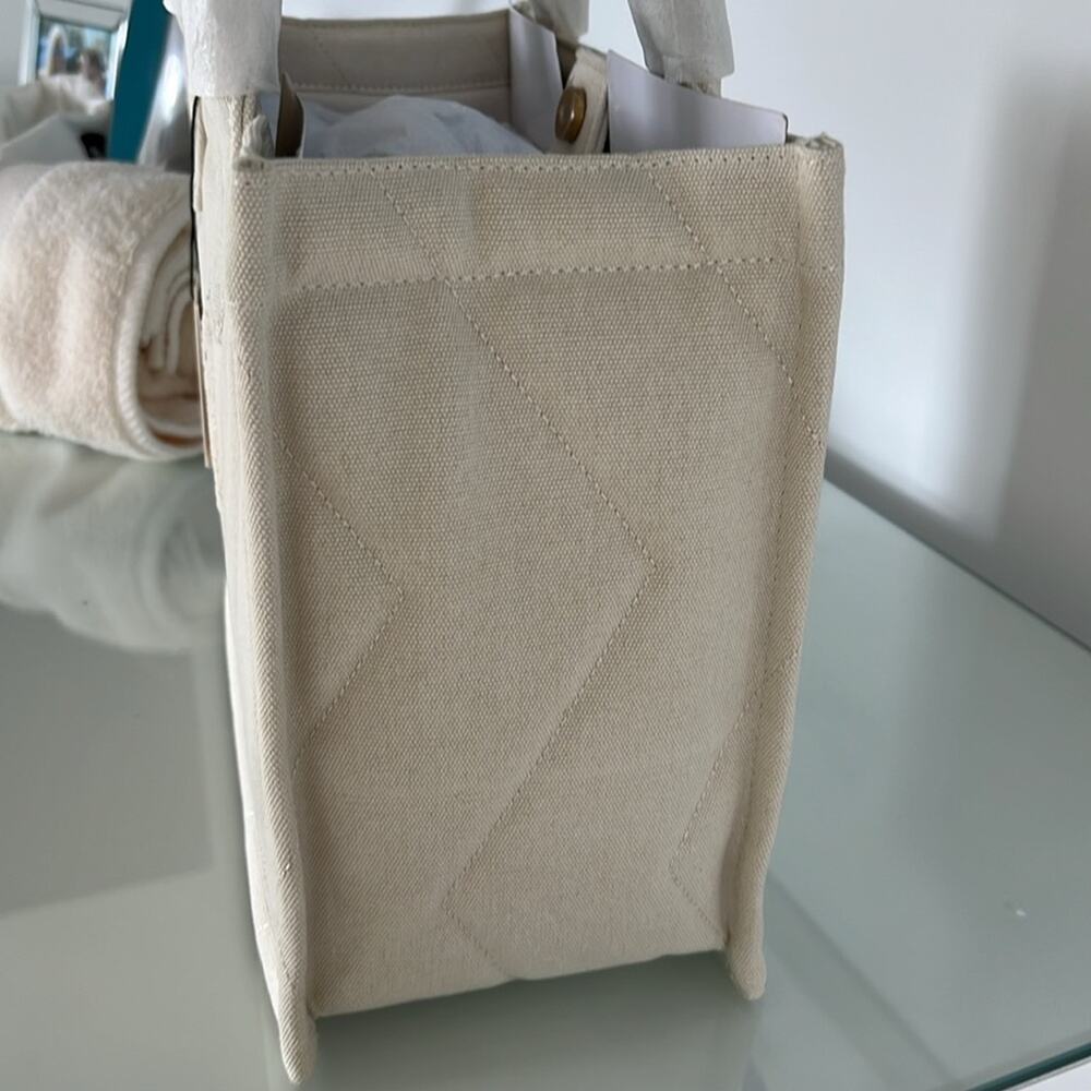 NWT $320 SANDRO Kabash quilted tote bag ecru / white - Picture 7 of 14